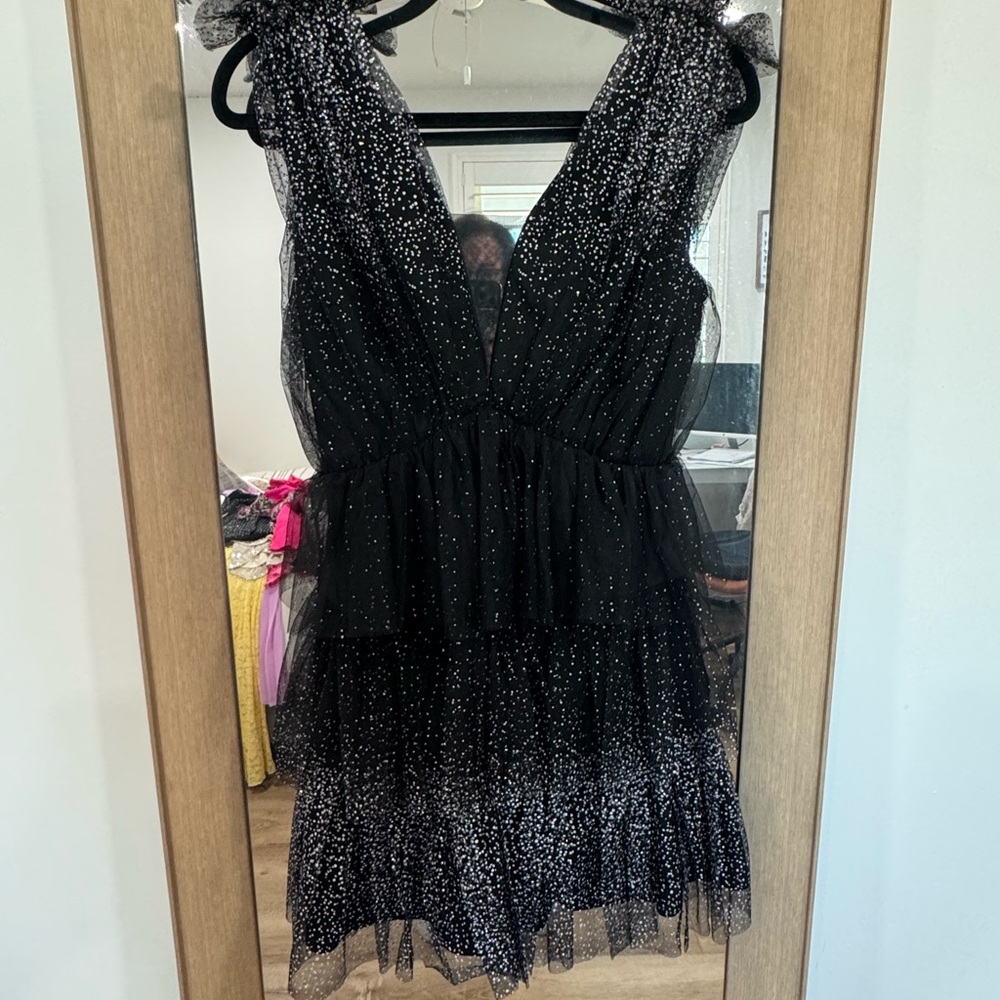 Vici Black and White Starry Mini Dress